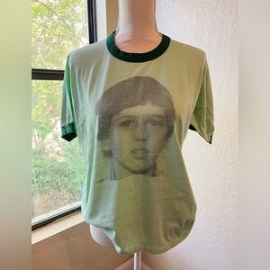 Sportswear vintage retro screen print green shirt made in the USA